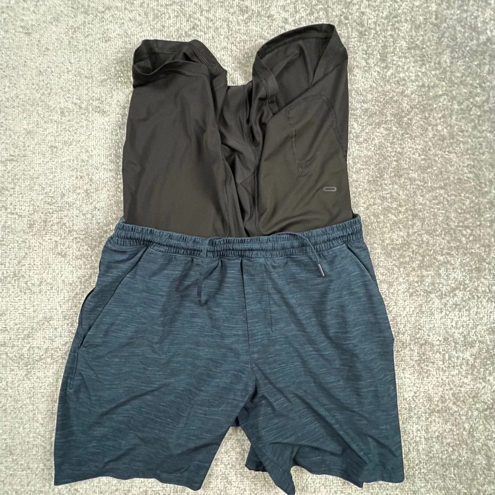 Lululemon Pace Breaker Linerless Short 7 Mens XL Heathered Nautical Navy Blue